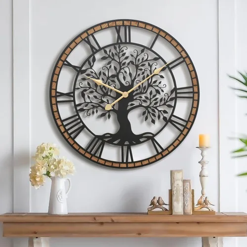 Vista 17 de Micasso Large Wall Clocks Decorative: 15 Inch Tree of Life Battery Operated