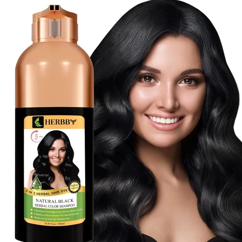Vista 20 de HERBBY Champú con color para cabello gris para cobertura y transformación del color con 9 extractos herbales – De larga duración (6-8 semanas)