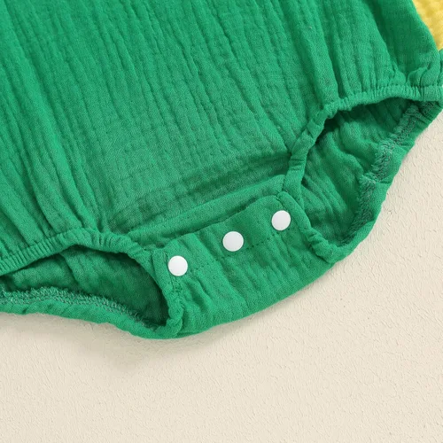 Vista 5 de Thorn Tree Ropa de bebé recién nacido, ropa de dinosaurio de algodón y lino, mameluco con capucha para Halloween Verde