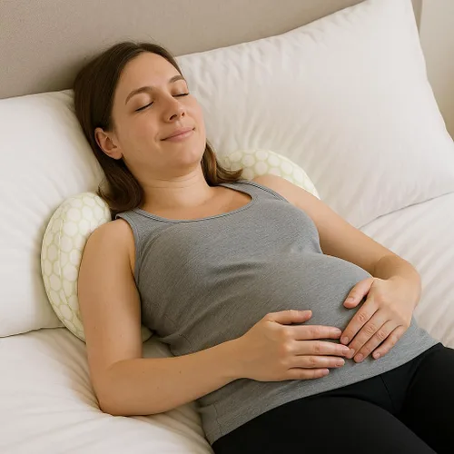Vista 6 de Almohada de apoyo de espalda para embarazo, cojín de algodón transpirable para comodidad prenatal y posparto Funda lavable, alivio de la espalda