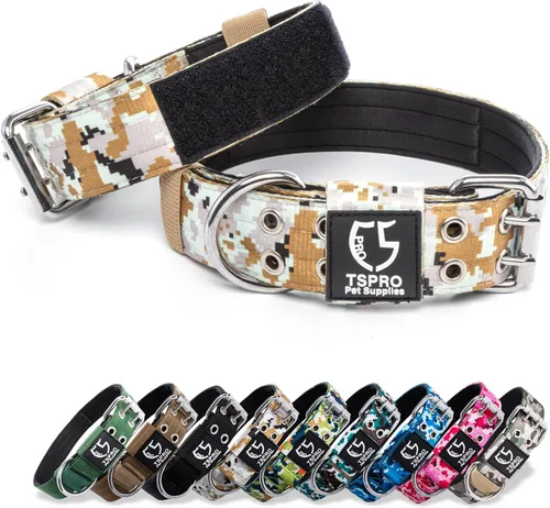 Vista 33 de TSPRO Collar Táctico para Perro de 1.25 Pulgadas de Ancho Collares Gruesos para Perro con Hebilla de Metal de Servicio Pesado, Duradero, Fuerte
