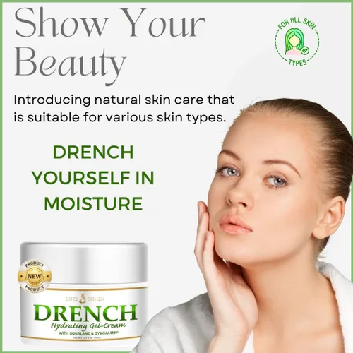 Vista 5 de Script Essentials Suzy Cohen Drench Crema facial con escualano y aloe, ligera, de rápida absorción, sin fragancia, 1.69 oz (1.7 fl oz) Suzy Cohen
