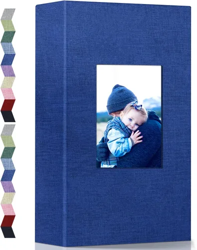 Vista 14 de popotop - Álbum de fotos 4x6 con 100 fotos, libros de fotos con 100 bolsillos verticales, cubierta de lino, álbumes para fotos familiares, de boda