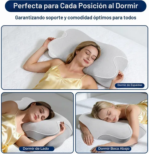 Vista 6 de SINLAND - Almohada cervical para el cuello, almohada de espuma Gris