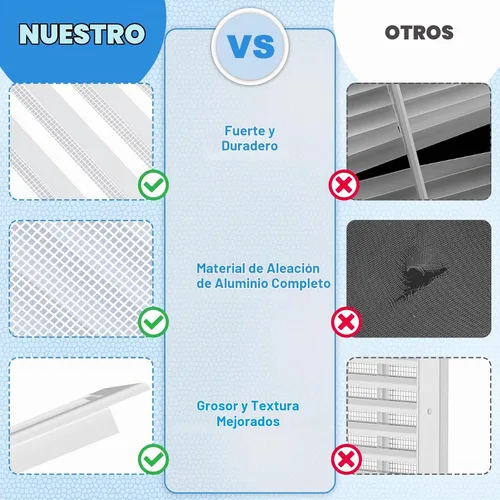 Vista 3 de Ventilación de Ático de Aluminio Premium de 6"x6" con Malla, Flujo de Aire Óptimo para Áticos, Cobertizos y Hastiales, Abertura de Ventilación