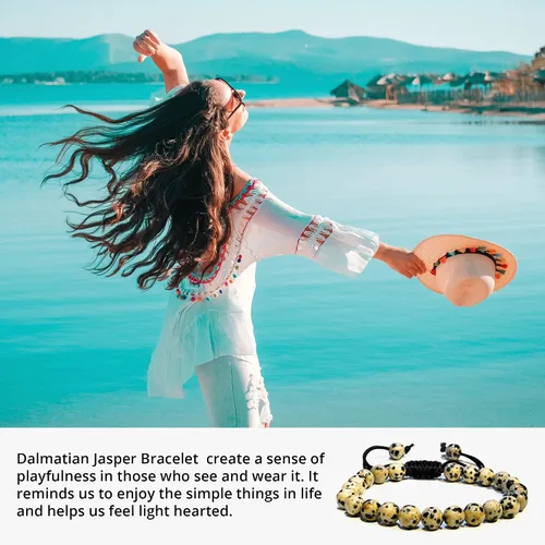 Vista 97 de Adjustable Crystal Bracelet – Gemstone Bead Bracelet with Adjustable Macrame String – Chic Gemstone Bracelet for Men and Women – 8mm Round Healing