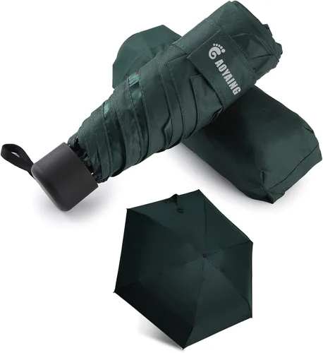 Vista 2 de GAOYAINIG - Mini paraguas pequeño con estuche de diseño ligero y compacto, perfecto para viajes, sombrilla portátil ligera y portátil, paraguas