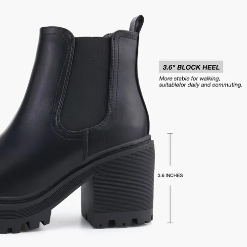 Vista 3 de firelli Botas Chelsea de moda para mujer, botas de plataforma clásicas