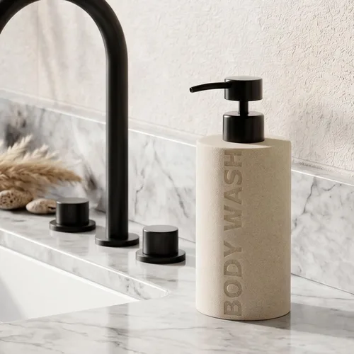 Vista 5 de Shampoo and Body Wash Soap Dispenser,11.84OZ, 2PCS,Sandstone Look,Beige