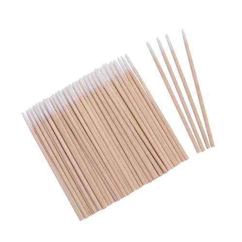 Vista 3 de 1200 Uds. Uñas de madera de algodón hisopo de limpieza de 2.8 in Microbrush pestañas Sticks Tip Ear Toothpick Maquillaje Palillos de cejas Pegamento