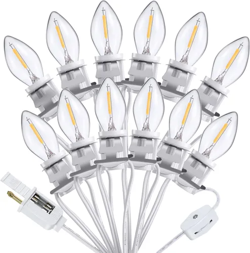 Vista 9 de Hohean Meonum - Cable de accesorios con 10 bombillas LED, cable de luz C7 de aldea navideña con dos fusibles de repuesto, cadena de luces de molde