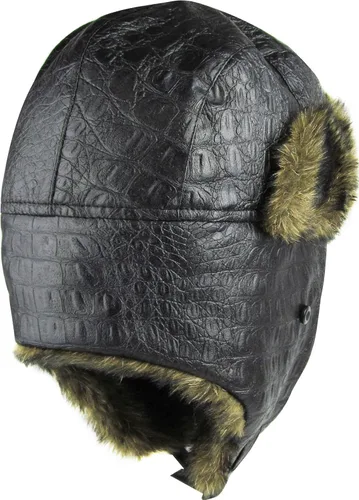 Vista 4 de Mezcla de lana de aviador cazador de soldado con orejeras Ushanka Esquimal, bombardero ruso, cálido, invierno frío