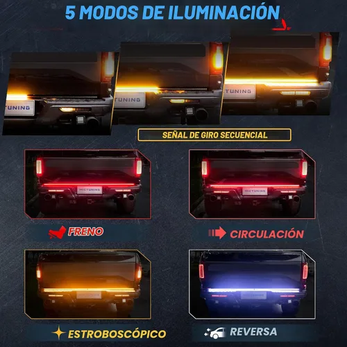 Vista 2 de MICTUNING - Barra de luz LED triple para parte trasera de 60 pulgadas, impermeable IP68, marco de aluminio plegado Plug-and-Play con conector plano