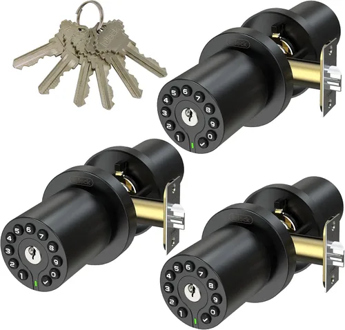 Vista 8 de iulock IU-20 Cerradura de puerta con código, pomo de puerta electrónico con teclado y llave, cerradura automática, resistente al agua, función