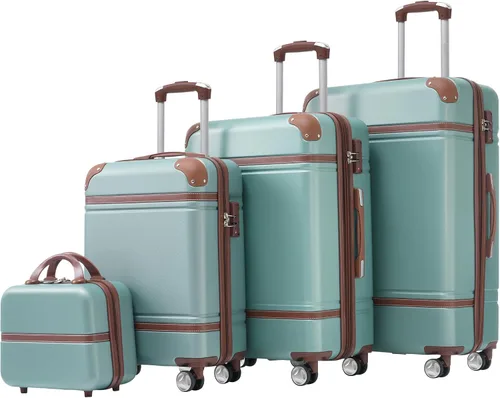 Vista 127 de Merax 3 piezas expandible ABS Hardshell equipaje Sets Spinner Wheel Maleta TSA Lock Suit Case, Apertura frontal negra, Juego de 2 piezas, Maleta