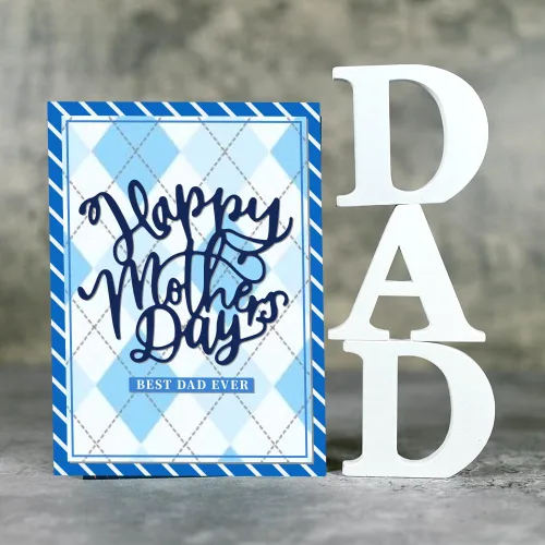 Vista 4 de ORIGACH 3 piezas de troqueles de corte de metal para el Día de la Madre y Feliz Día del Padre, plantillas de estampado en relieve para manualidades