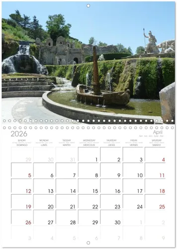 Vista 8 de The Hanging Gardens of Tivoli - The Villa d'Este (calendario mensual de pared 2024 11.7 x 16.5 pulgadas (abierto)), calendario de 14 meses CALVENDO