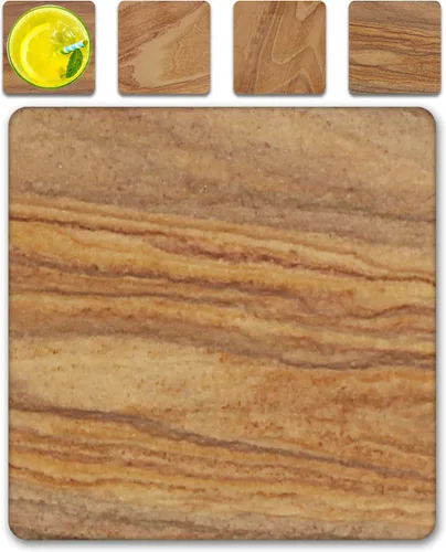 Vista 7 de Posavasos de piedra arenisca absorbente natural, protege los muebles, uso en interiores y exteriores, cuadrado de 4 pulgadas (paquete de 4)