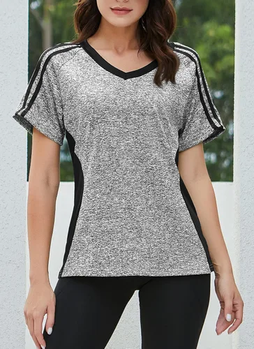 Vista 2 de HOCOSIT Camisas de entrenamiento para mujer, secado rápido, ropa activa para yoga, ropa deportiva