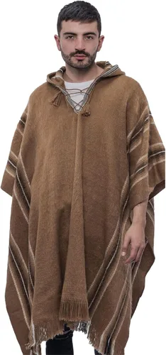 Vista 9 de Gamboa Alpaca Poncho for Men with Hood Negro
