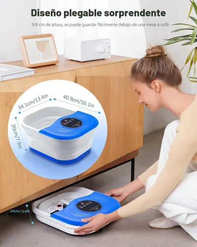 Vista 5 de SPA4PIEDS Masajeador de baño de pies con calor, chorros de burbujas, luz roja y temporizador, spa de pies de pedicura con control de temperatura