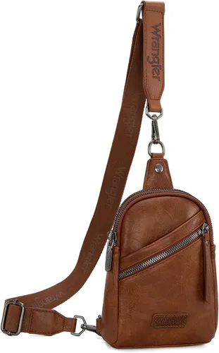 Vista 29 de Wrangler Bolso bandolera pequeño para mujer, bolsos cruzados de cuero *Clásico-marrón