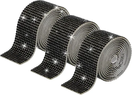 Vista 45 de MECCANIXITY 3 rollos de cinta de diamantes de imitación autoadhesiva de 3 yardas y 0.315 in para proyectos de artes y manualidades, pasteles de Beige