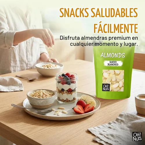 Vista 4 de Oh! Nuts Almendras en rodajas blanqueadas, 1.5 lb - Crudo, calidad premium
