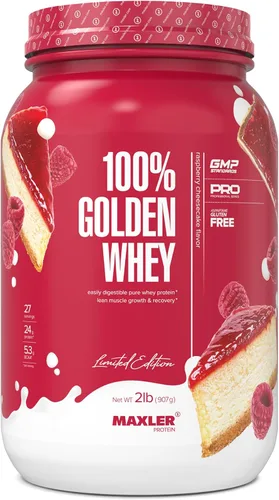 Vista 14 de Maxler Proteína de suero de leche 100% dorada, 0.94 onzas de proteína por porción, proteína de suero en polvo para antes del entrenamiento