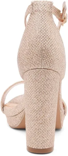 Vista 5 de Shoe Land Enlove - Sandalias de tacón alto con plataforma para mujer, puntera abierta, correa de tobillo, tacón grueso, zapatos de tacón grueso