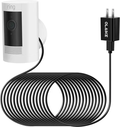 Vista 10 de OLAIKE Adaptador de Corriente con Enchufe de Montaje Metálico Cargador Enchufable para Batería de Stick Up Cam, (5m/ 16ft) Cable de Carga