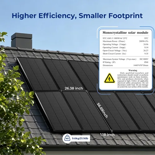 Vista 7 de 200 paneles solares del vatio N-tipo 18BB el panel solar 25,6% de alta Negro