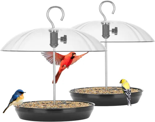Vista 12 de Kingsyard - Comedero para pájaros con cúpula ajustable para colgar al aire libre