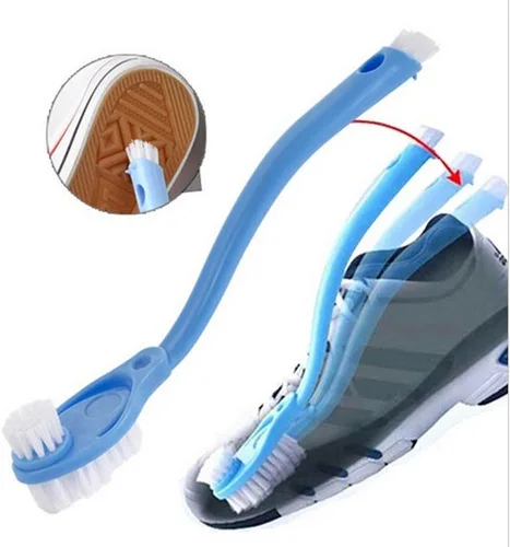 Vista 3 de Mango largo Zapatos de doble cabeza Cepillos de limpieza Baño Cocina Herramientas de lavado (azul)