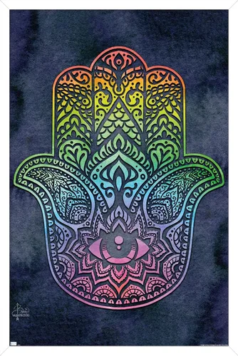 Vista 13 de Trends International Brigid Ashwood - Póster de pared de Hamsa arcoíris, 22.4 pulgadas de largo x 14.7 pulgadas, versión enmarcada de madera