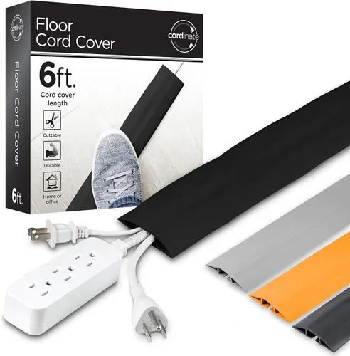 Vista 10 de Cordinate Cubierta de cable para piso de 6 pies, protector de cable, oculta cables de extensión, protege cables, evita riesgos de cable, ocultador