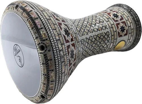 Vista 3 de ¡Nuevo! Gawharet El Fan Clásico 17" Darbuka de Madre de Perla Percusión de Tambor (Rey Árabe)