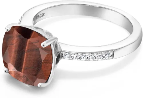 Vista 81 de Gem Stone King Anillo de compromiso de plata de ley 925 con piedra preciosa de corte cojín de 0.39 pulgadas Anillo de compromiso de aniversario