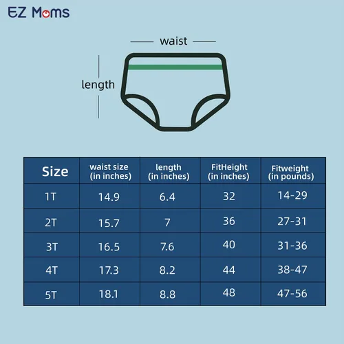 Vista 6 de Ez Moms 6 paquetes de ropa interior de doble absorción para niños pequeños de algodón reutilizable para entrenamiento de orinal para niñas y niños