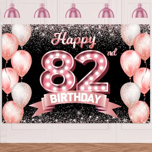 Vista 345 de Cartel de feliz cumpleaños décimo oro rosa, telón de fondo, saludos a 10 años, globos de confeti, decoración temática para niñas de 10 años