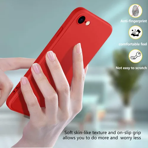 Vista 2 de Funda compatible con iPhone 11 de 6.1 pulgadas, silicona líquida suave al tacto, correa de cordón para el cuello, funda protectora a prueba de Rojo