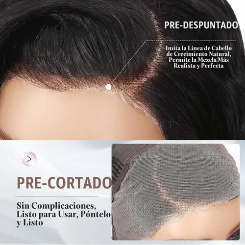 Vista 3 de WIGER - Pelucas de cabello humano rizado con encaje frontal, precortadas