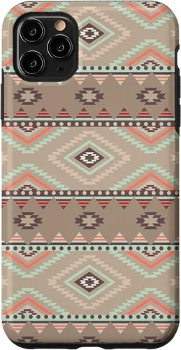 Vista 13 de Funda rústica para iPhone 16 con patrón azteca occidental bohemio