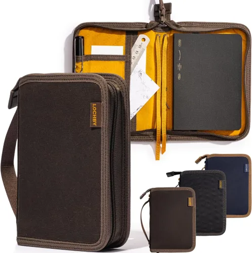 Vista 20 de LOCHBY® Carpeta Field A5 Cubierta de carpeta de 6 anillas Lona encerada resistente al agua Diseño plano Sistema A5 apto para recargar