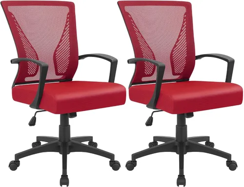 Vista 19 de Furmax Silla de oficina ergonómica de escritorio para computadora, silla de malla, respaldo medio, soporte lumbar giratorio con reposabrazos