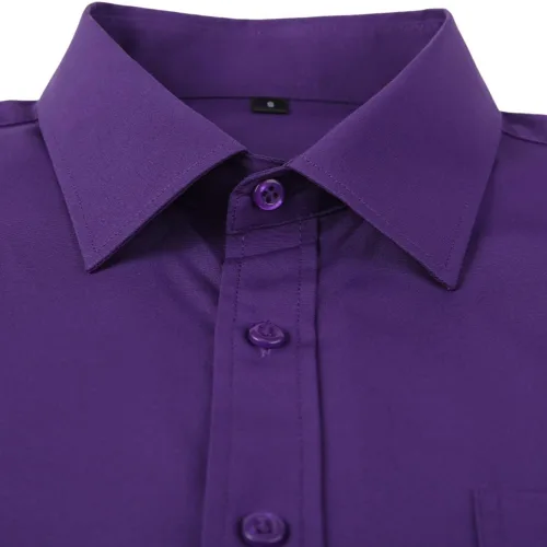 Vista 74 de corfty Camisa de vestir de manga larga para hombre, ajuste regular, elástica, sin arrugas, casual, con botones