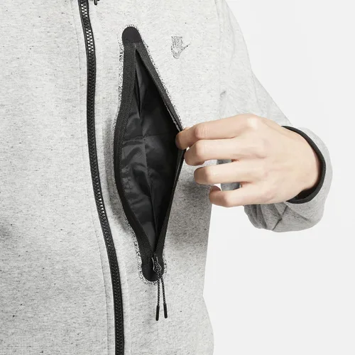 Vista 7 de Nike Sportswear Tech - Sudadera con capucha de forro polar con cremallera completa, Negro Gris