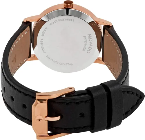 Vista 3 de MOVADO Swiss Museum Classic Black Dial - Reloj de cuero delgado PVD para mujer