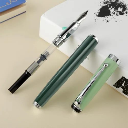 Vista 6 de cobee Plumas estilográficas de metal con 10 cartuchos de tinta negra, pluma estilográfica de punta fina de 0,5 mm, pluma de caligrafía de escritura