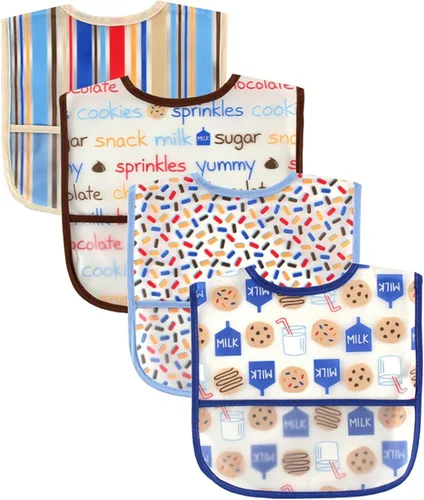 Vista 2 de Luvable Friends Baberos PEVA impermeables unisex para bebés Flamenco